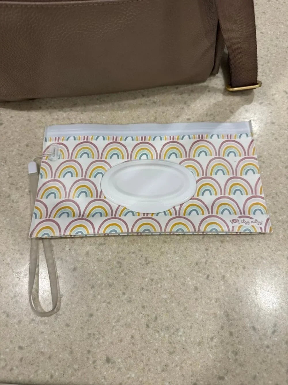 Freshly Picked Mini Classic Diaper Bag, Aspen + Itzy Ritzy Wipe pouch